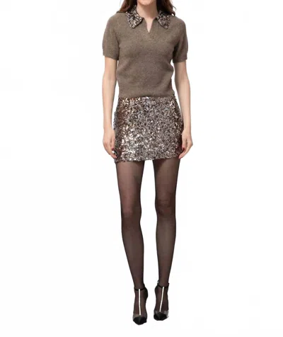 Endless Rose Astoria Sequin Mini Skirt In Silver In Brown