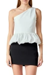 Endless Rose Asymmetric Bubble Hem Top In White