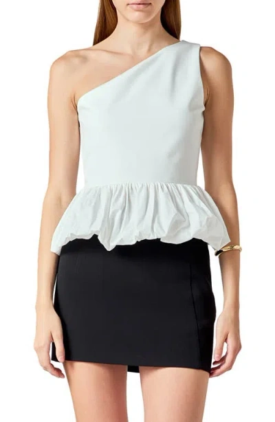 Endless Rose Asymmetric Bubble Hem Top In White