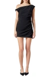 Endless Rose Asymmetric Minidress In Black