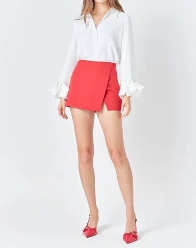 Endless Rose Asymmetric Skort In Red