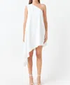 Endless Rose Women's Shoulder Pin Tucked Asymmetrical Mini Dress In White