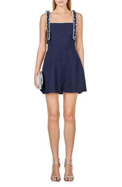 Endless Rose Bead Embellished Fit & Flare Minidress In Blue