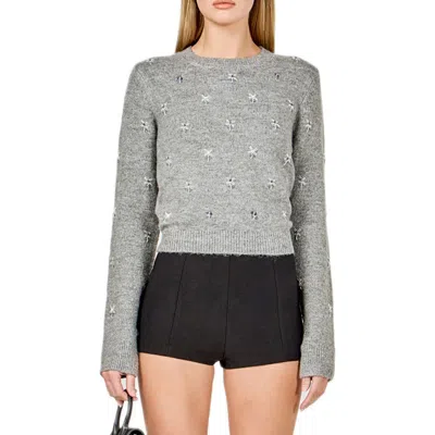 Endless Rose Bead Embellished Sweater In Gray