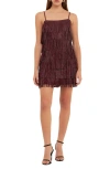 Endless Rose Women's Embellished Suede Fringe Mini Dress In Wine