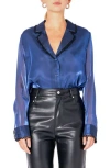 Endless Rose Beaded Collar Relaxed Blouse In Blue