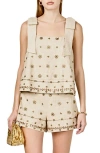 Endless Rose Beaded Sleeveless Top In Neutral