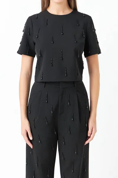 Endless Rose Beaded Top In Black