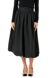 Endless Rose Belted Blouson Midi Skirt In Black