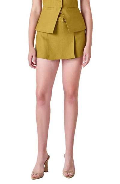 Endless Rose Belted Pleated Miniskort In Burgundy