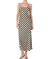 Endless Rose Blaire Stripped Maxi Slip Dress In Cream Black In Black