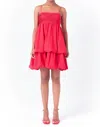 Endless Rose Pintuck Tiered Sundress In Red
