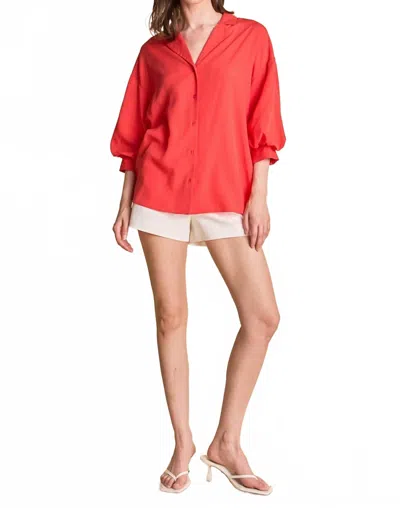 Endless Rose Blouson Sleeve Collared Blouse In White