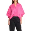 Endless Rose Blouson Sleeve Cotton Shirt In Fuchsia