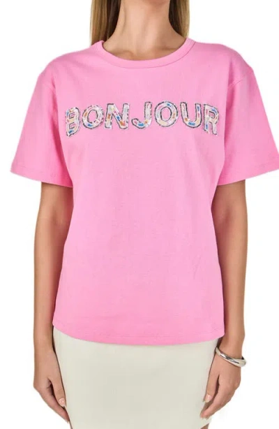 Endless Rose Bonjour Sequins Knit Top In Pink