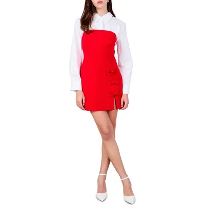 Endless Rose Bow Accent Strapless Minidress In Red