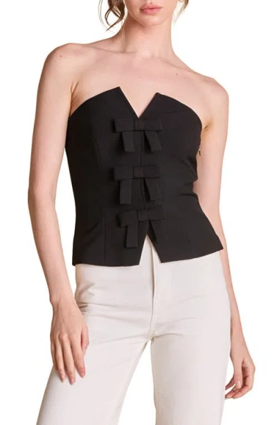 Endless Rose Bow Detail Bustier Top In Black