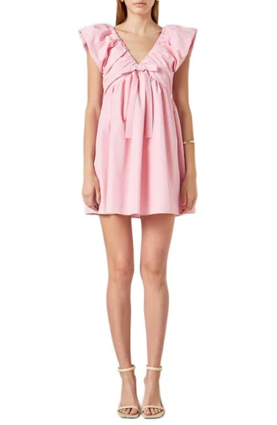 Endless Rose Bow Detail Minidress In Pink