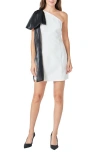 Endless Rose Bow Detail One-shoulder Minidress In Ivory