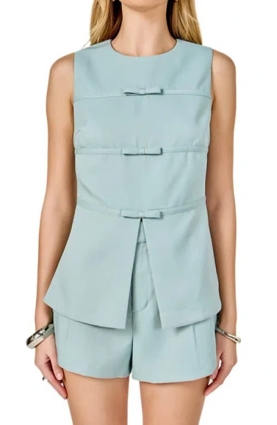 Endless Rose Bow Detail Split Front Top In Green