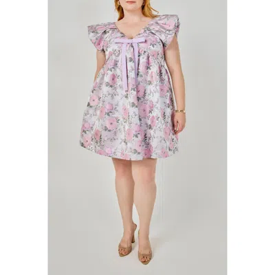 Endless Rose Bow Jacquard Minidress In Multi