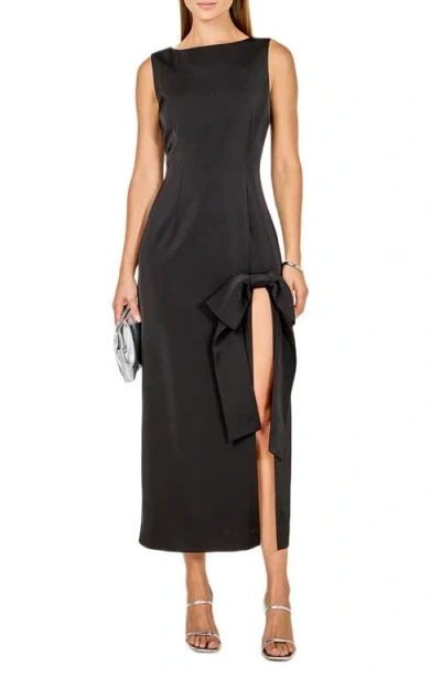 Endless Rose Bow Slit Cocktail Dress In Black