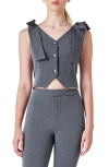 Endless Rose Bow Tie Strap Crop Vest In Gray