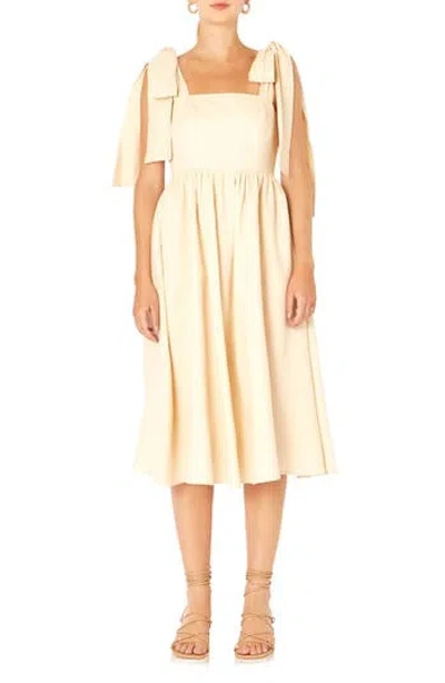 Endless Rose Bow Tie Strap Sundress In Neutral