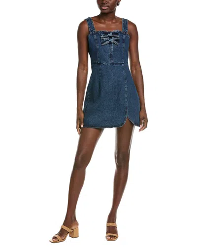 Endless Rose Bow Trim Denim Mini Dress In Blue