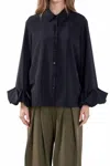 Endless Rose Bubble Accent Shirt In Black In Black