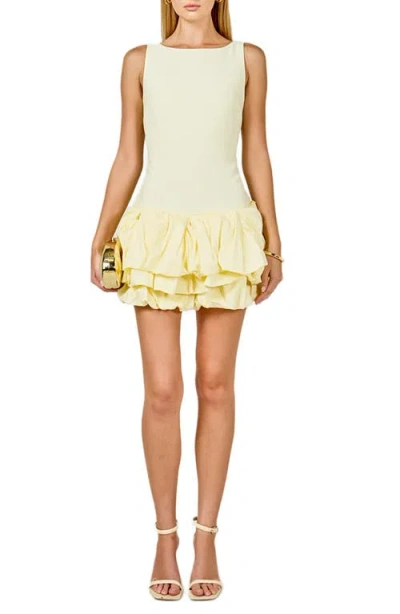 Endless Rose Bubble Hem Bodysuit Minidress In Yellow