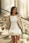 Endless Rose Bubble-hem Ruffle Drop-waist Mini Dress In Neutral
