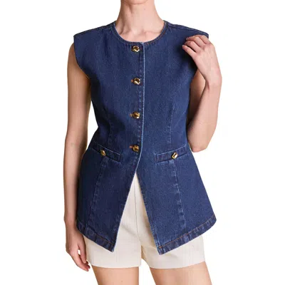 Endless Rose Button Cutaway Denim Vest