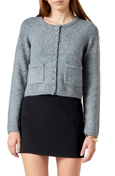 Endless Rose Button Front Cardigan In Gray