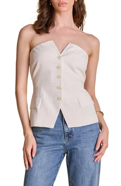 Endless Rose Button Front Strapless Top In White