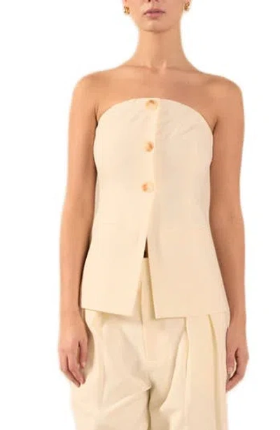 Endless Rose Button Strapless Top In White