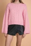 Endless Rose Cable Knit Sweater In Pink