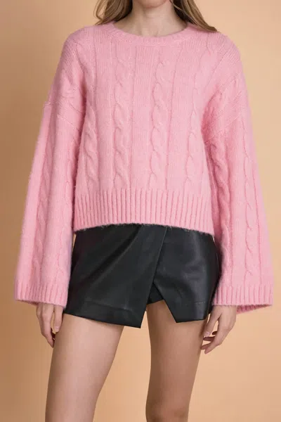 Endless Rose Cable Knit Sweater In Pink