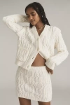 Endless Rose Cable Knit Cardigan Sweater In Beige