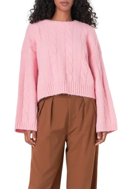 Endless Rose Cable Stitch Sweater In Pink