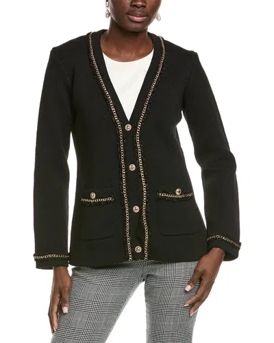 Endless Rose Chain Trim Cardigan In Black