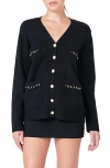 Endless Rose Chain Oversized Cardigan Black In Black