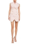 Endless Rose Check Double Breasted Tweed Minidress In Pink