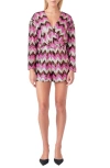 ENDLESS ROSE ENDLESS ROSE CHEVRON SEQUIN LONG SLEEVE ROMPER