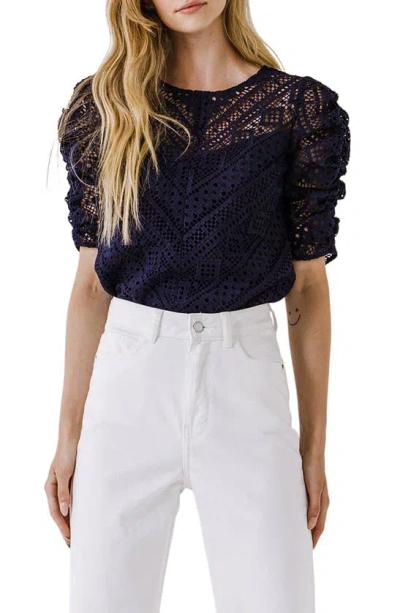 ENDLESS ROSE ENDLESS ROSE CHEVRON STRIPE LACE TOP