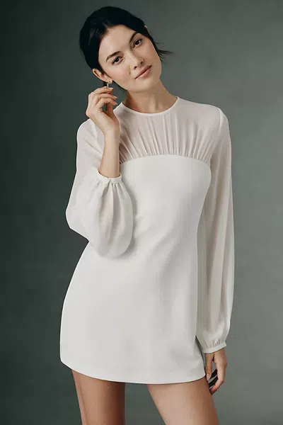 Endless Rose Chiffon Crepe Puff Sleeve Mini Dress In White