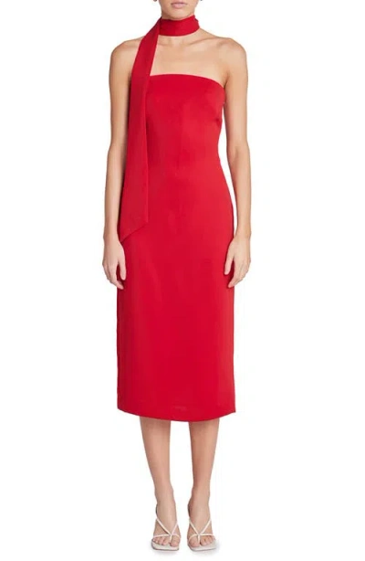 Endless Rose Choker Tie Sleeveless Midi Dress In Red