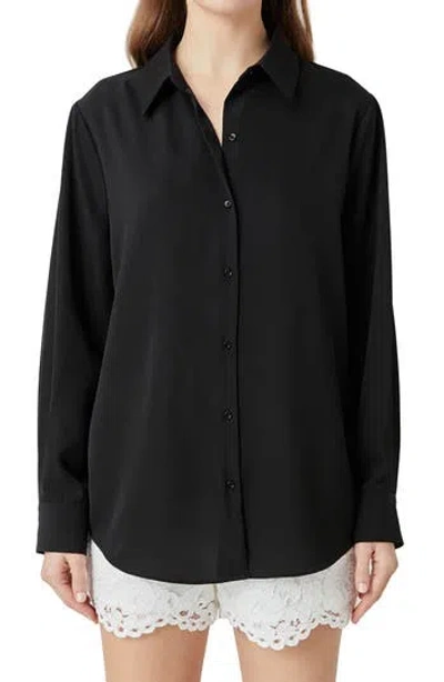 Endless Rose Classic Button-up Shirt In Black