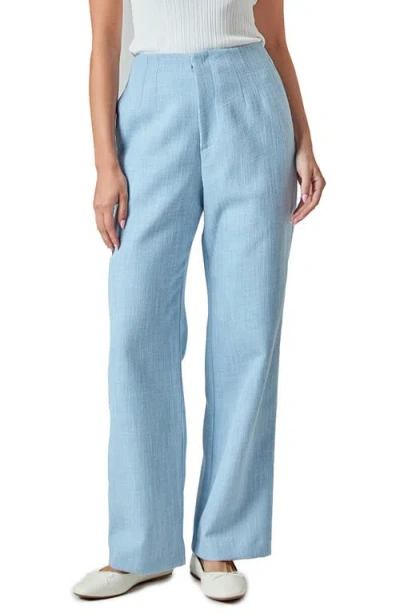 Endless Rose Clean Waist Relaxed Fit Tweed Pants In Blue