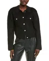 Endless Rose Collared Button-up Wool-blend Jacket In Black